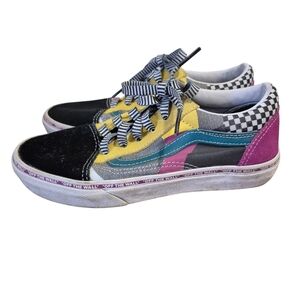 Vans Kids Size 3 Old Skool Juxtapose Skate Sneakers Shoes Lace Up Multi Color
